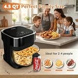 Teflon-Free 4.5-Quart Glass Air Fryer with Food-Grade Stainless Steel Tray