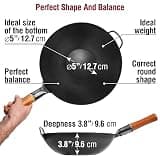 YOSUKATA 13.5-Inch Pre-Seasoned Carbon Steel Wok for Traditional Stir-Frying