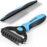 Docrok Pet Grooming Combo Blue Deshedding Brush with Metal Comb Included