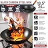 YOSUKATA 13.5-Inch Pre-Seasoned Carbon Steel Wok for Traditional Stir-Frying