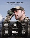 REDTIGER 1600-Yard Laser Hunting Rangefinder with 7x Magnification, USB-C