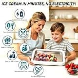 At Home Stainless Steel Ice Cream Roller Maker Machine with Storage Lid