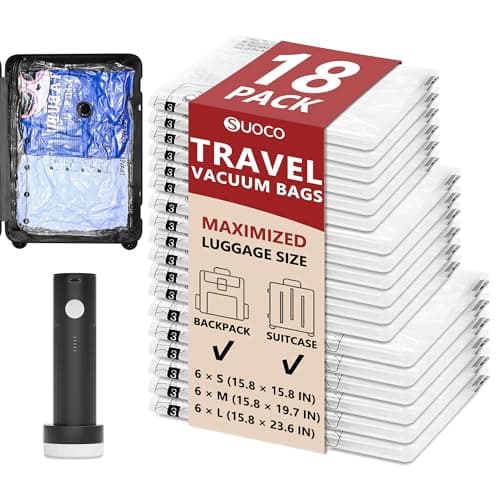 Travel Compression Packing Organizer Vacuum Bags with Electric Pump, 18-Pack