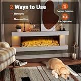 ORALNER 36-Inch 3-Sided Wall Mount Electric Fireplace with 50-Inch Floating Mantel