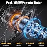 Funhang EB-M1 26-Inch Mountain Electric Bike, 1000W Motor, 48V 374Wh Battery
