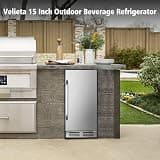 Velieta 15-Inch Outdoor Beverage Refrigerator Cooler with French Doors