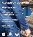 Merino.tech 100% Superfine Merino Wool Thermal Base Layer Set with Socks