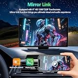 RQO 9-Inch Portable Wireless CarPlay Screen with Bluetooth 5.3 and Adjustable Camera