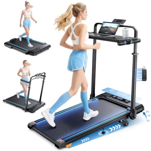 RUNIMON 6-in-1 Folding Walking Pad with Desktop & 3-Level Manual Incline