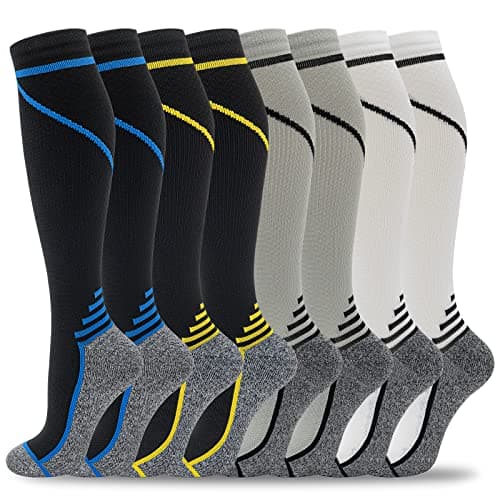 Fenglaoda Firm Compression Socks 20-30 mmHg with Arch Support (8 Pairs)