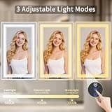 WISSMIELS 24" x 32" Dual-Stage Defogging LED Bathroom Mirror with Anti-Fall Brackets