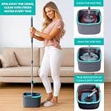 True & Tidy Dual Compartment Spin Mop System with Built-In Scrubbing Brush