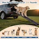 HBTower 63-Inch Premium Aluminum Alloy Folding Dog Ramp for Cars with Anti-Slip Rug