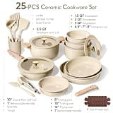 CAROTE 25-Piece Ceramic Nonstick Cookware Set with Removable Handles