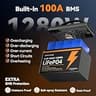 12V 100Ah Group 31 LiFePO4 Deep Cycle Battery 2-Pack for High Capacity Power Banks