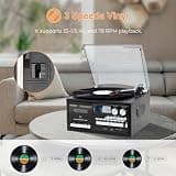 9-in-1 Vintage Bluetooth Record Player with Stereo Speakers and USB/SD Playback