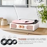 Vintage 3-Speed Vinyl Record Player with Built-in Speakers & EQ Controls