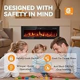 Tehanld 60-Inch Ultra-Thin Electric Fireplace with Anti-Scald LED Screen