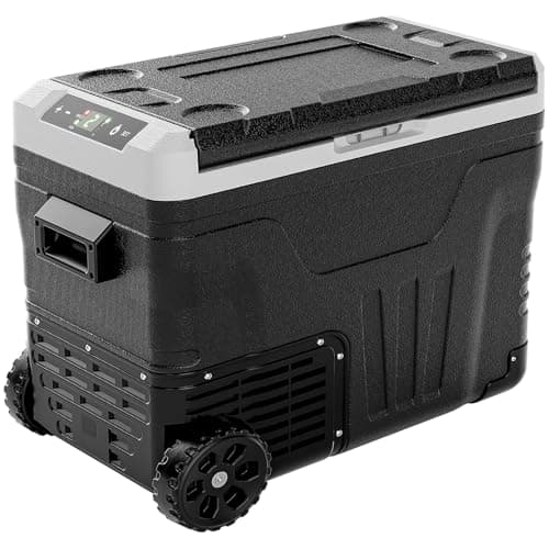 EUHOMY 12 Volt Refrigerator, 53QT Electric Cooler with Wheels and Baskets
