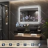 Keonjinn 48" x 36" Smart Dual-Zone LED Lighted Mirror with Built-In Bluetooth Speaker