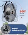 VEVOR 18-Inch Industrial Wall Mount Fan, 4150 CFM with IP44 Sealed Motor