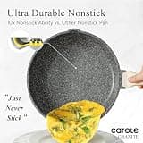 CAROTE 5.5-Quart Deep Nonstick Granite Frying Pan with Glass Lid and Handy Pour Spout