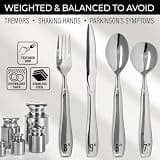 7oz Weighted Stainless Steel 4-Piece Silverware Set with Carry Pouch Included