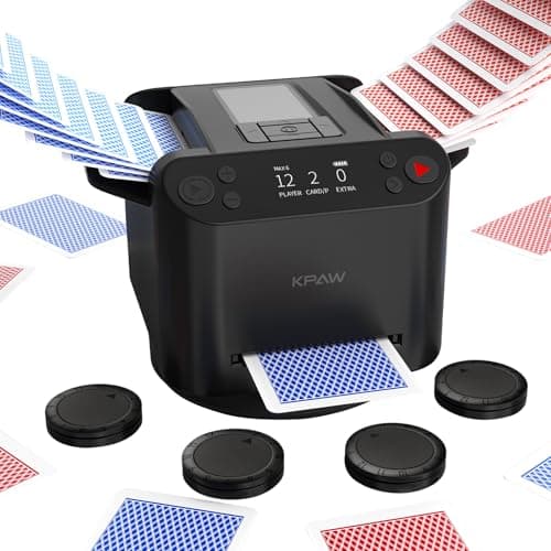 KPAW Automatic Card Shuffler and Dealer with 4 Drawing Remotes, Black