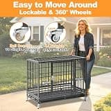 Homey Pet 37-Inch Stackable Heavy Duty Steel Dog Crate with Caster Wheels