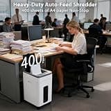 Trishintage Heavy Duty 400-Sheet Auto Feed Micro-Cut Shredder, 50L Bin