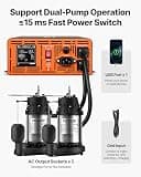 VEVOR 2500W Pure Sine Wave Battery Backup Inverter for Dual Sump Pumps