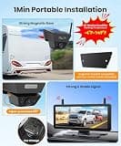 AUTO-VOX Solar Magnetic Wireless RV Backup Camera with 7.2" Split DVR Monitor