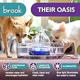 Brook Glass Pet Water Fountain with Dishwasher Safe Components, 2.7L Capacity