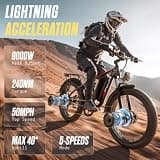 PUJH 6000W AWD Dual Motor Electric Mountain Bike, 60V 20Ah Fat Tire Off-Road