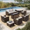 HERA'S HOUSE 8-Piece Swivel Glider Patio Set with 56-Inch Fire Pit Table