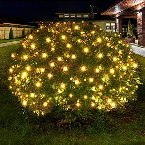 Dirnun 160 LED Warm White Outdoor Christmas Net Lights, 5ft x 7ft Size