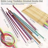 Coopay 23-Piece Mixed Metal Fixed & Bamboo Cabled Tunisian Hook Kit Set