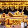 JMEXSUSS 38.8-Foot 400-LED Warm White Icicle Lights with 100% Copper Wiring