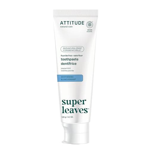 ATTITUDE Plant-Based Fluoride-Free Gentle Whitening Toothpaste, Peppermint