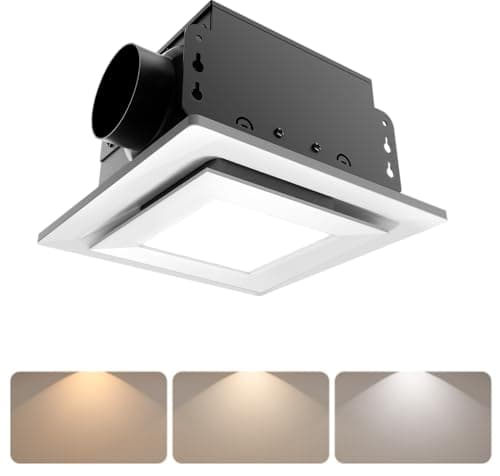 AIRNATUX Rust-Proof Metal Bathroom Exhaust Fan with 3-CCT Adjustable LED, 110 CFM