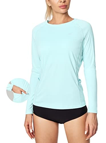 IUGA Women's UPF 50+ Long Sleeve Rash Guard Workout Swim Shirt with Pockets