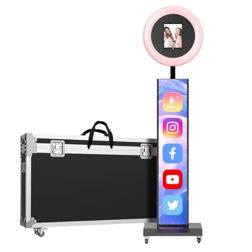 MWE Portable iPad Photo Booth Stand Shell with Rolling Flight Case and Ring Light