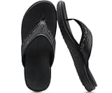 KuaiLu Mens Sport Orthopedic Flip Flop with Wide Casting Leather and Yoga Insole