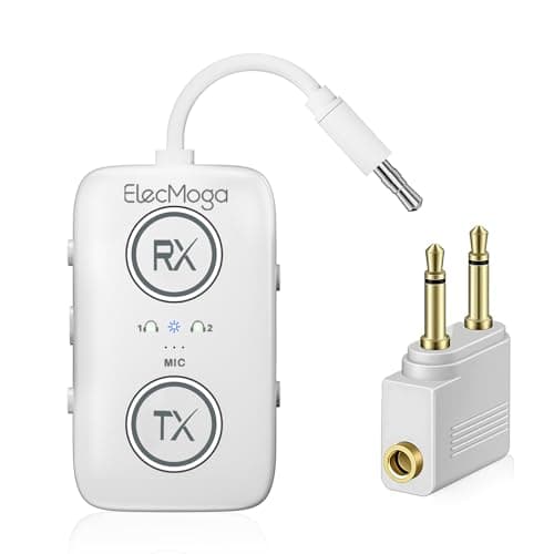 ElecMoga 2026 Upgraded Bluetooth 5.4 Audio Transmitter and Receiver for Airplanes