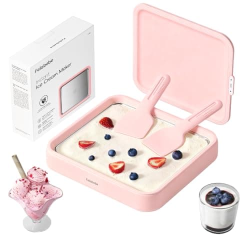 Felizbebe Rolled Ice Cream Maker Plate with Storage Lid and Spatulas