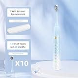 Rechargeable Sonic Electric Toothbrush Set with 10 Brush Heads and Case