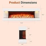 ORALNER 36-Inch 3-Sided Wall Mount Electric Fireplace with 50-Inch Floating Mantel