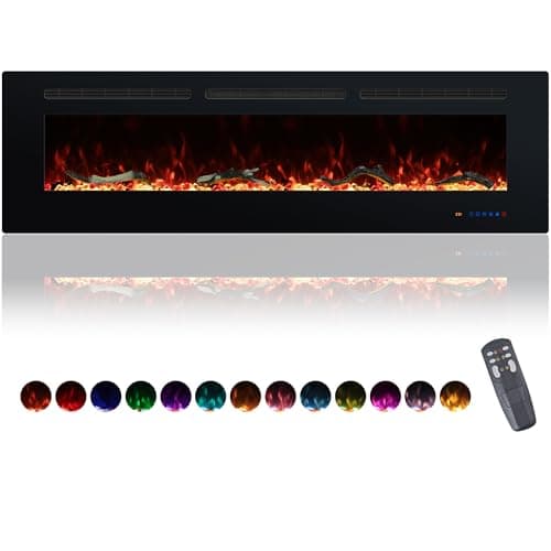 Valuxhome 50-Inch Wall Mounted Electric Fireplace with Timer and Remote