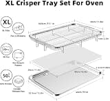 Extra Large 18.8 x 12.8-Inch Stainless Steel Oven Air Fryer Basket and Tray Set