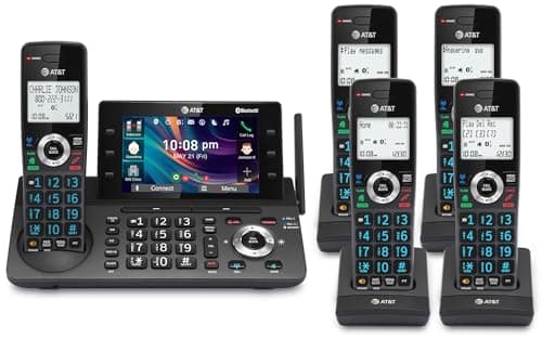 AT&T DLP73590 5-Handset DECT 6.0 Cordless Phone System with 5-Inch Color Display